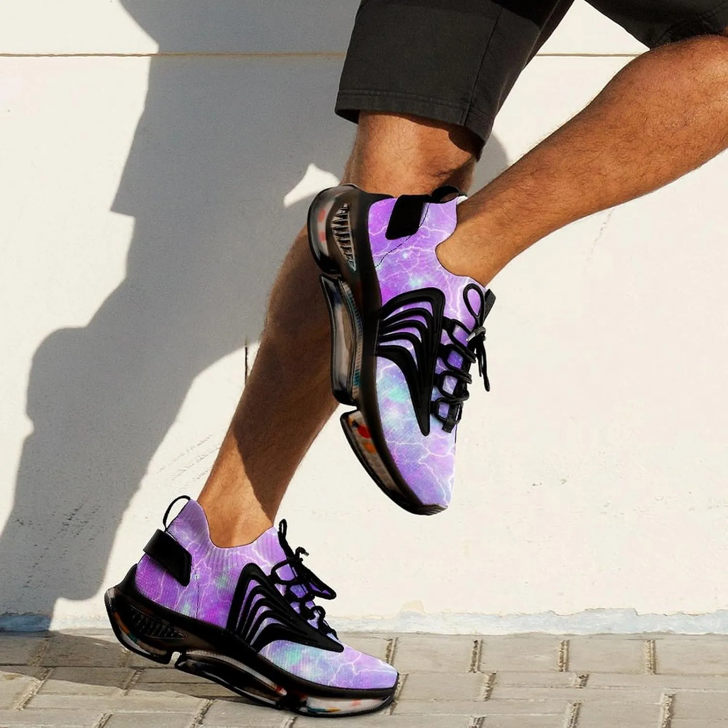 Galaxy Print Walking Shoes for Men Lightweight Tennis Fashion Elastic Sports Shoes Cushion Basketball Shoes