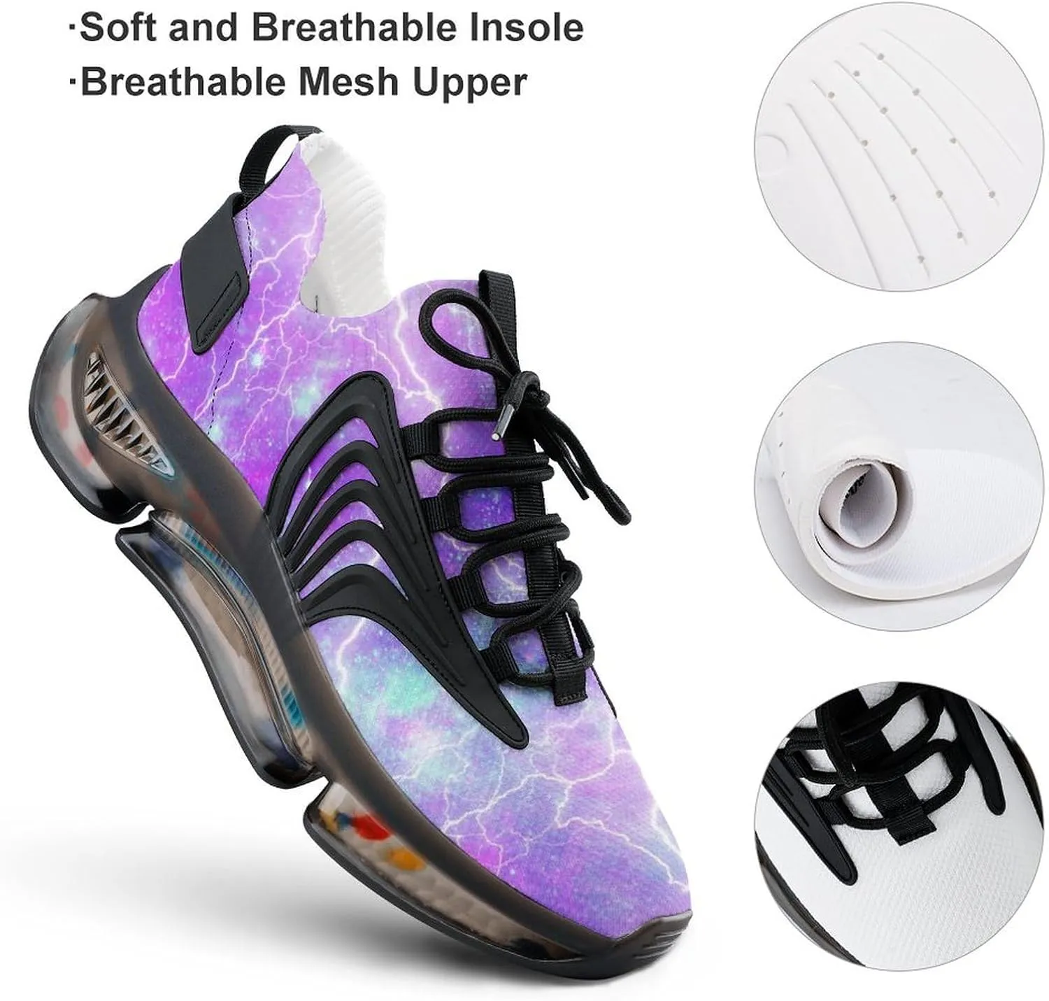 Galaxy Print Walking Shoes for Men Lightweight Tennis Fashion Elastic Sports Shoes Cushion Basketball Shoes