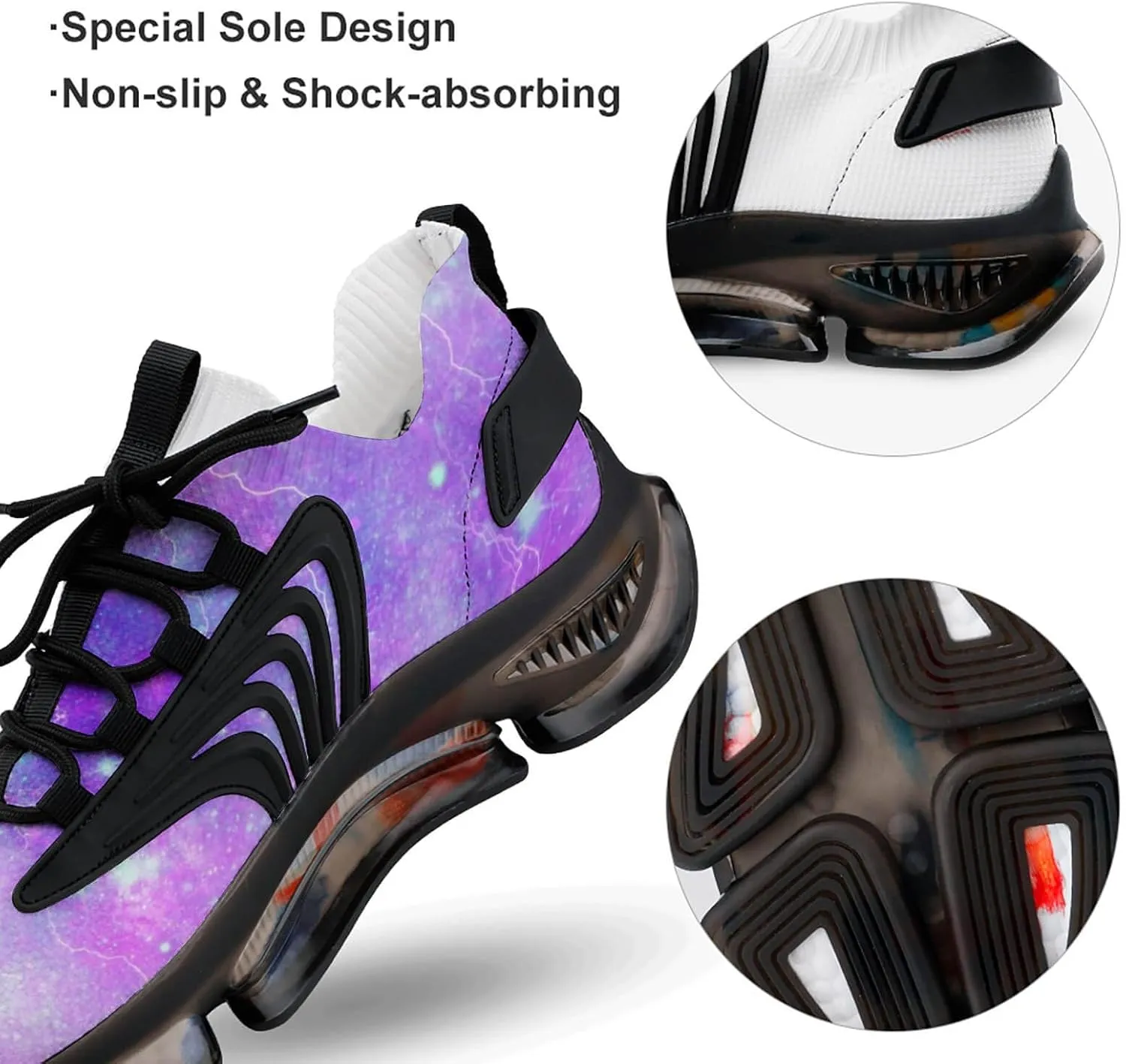 Galaxy Print Walking Shoes for Men Lightweight Tennis Fashion Elastic Sports Shoes Cushion Basketball Shoes