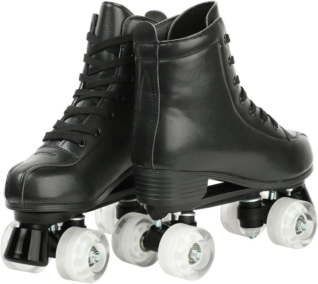 Gets Womens Roller Skates Light Up Wheels, Artificial Leather Adjustable Double Row 4 Wheels Roller Skates Shiny Skates for Teens,Adult