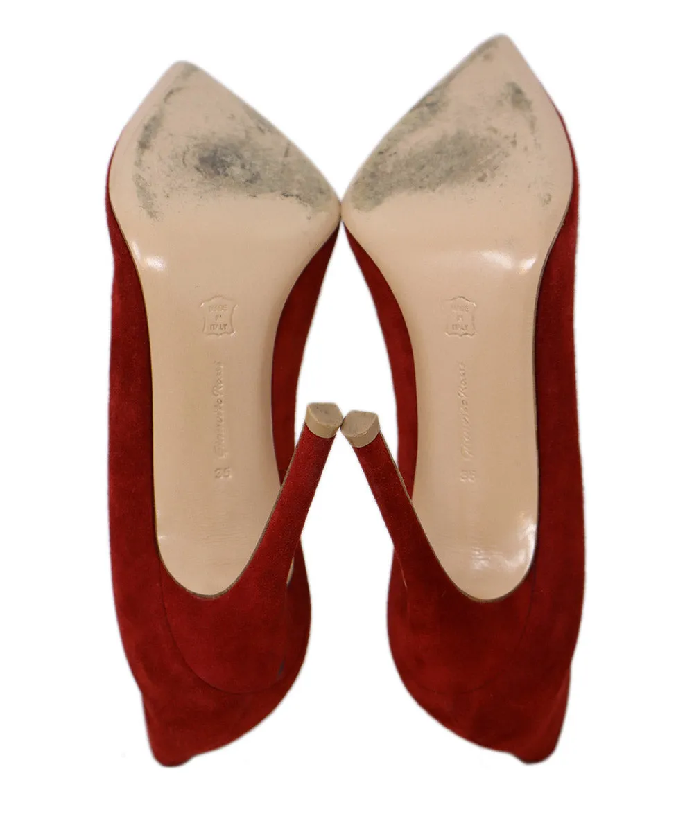 Gianvito Rossi Red Suede Heels sz 5