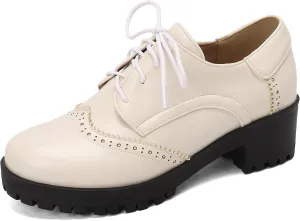 Gicoiz Platform Oxford Derby Women Round Toe Brogue Pumps