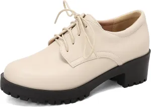 Gicoiz Platform Oxford Derby Women Round Toe Brogue Pumps