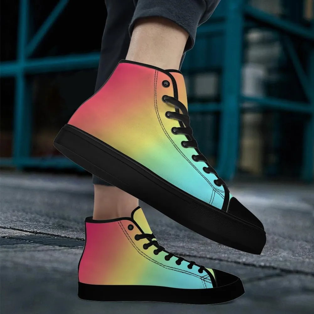 Gradient Shoes Womens Mens Rainbow High Top Canvas Sneakers Lace Up Casual Walking Shoes Gifts for Men Women