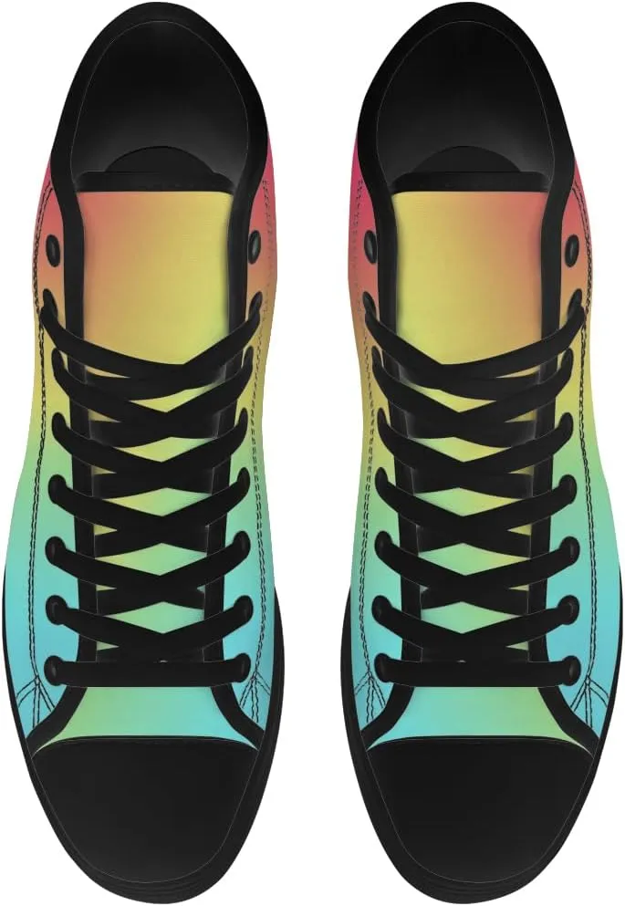 Gradient Shoes Womens Mens Rainbow High Top Canvas Sneakers Lace Up Casual Walking Shoes Gifts for Men Women