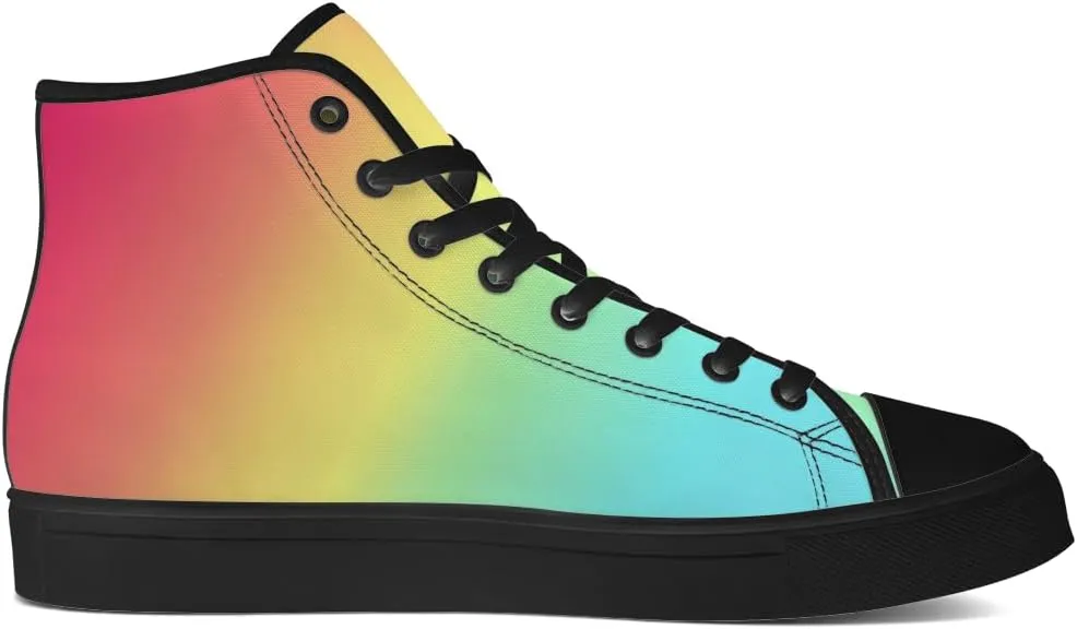 Gradient Shoes Womens Mens Rainbow High Top Canvas Sneakers Lace Up Casual Walking Shoes Gifts for Men Women