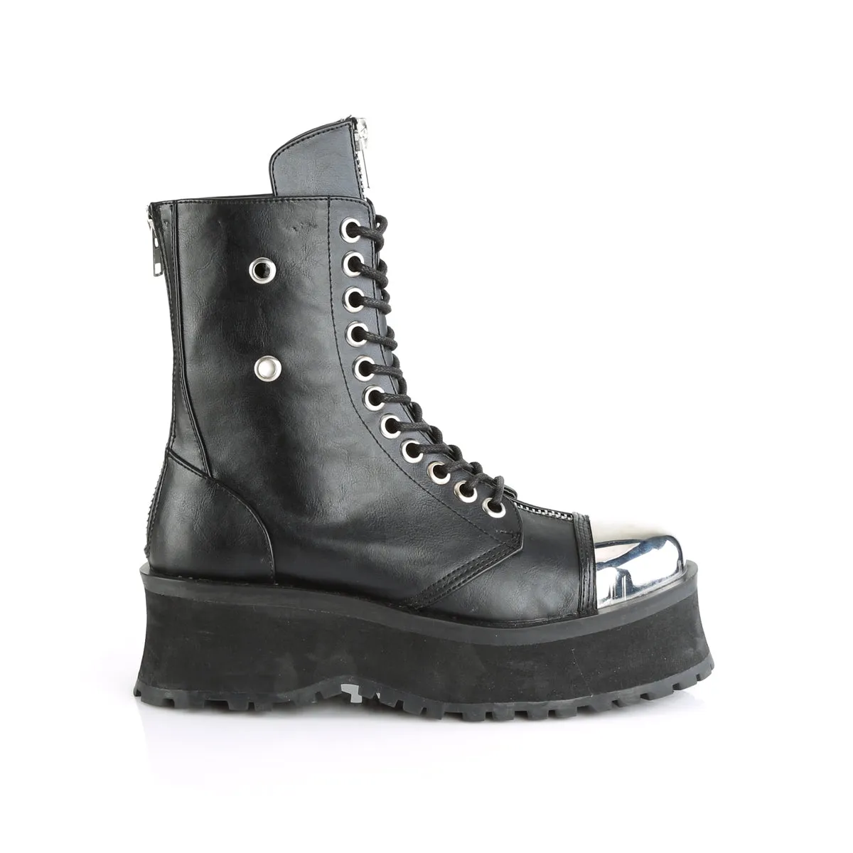 GRAVEDIGGER-10 DemoniaCult Black Vegan Leather Sexy Unisex Platform Boots (Alternative Footwear)