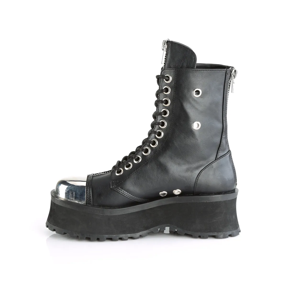 GRAVEDIGGER-10 DemoniaCult Black Vegan Leather Sexy Unisex Platform Boots (Alternative Footwear)