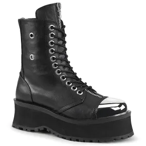 GRAVEDIGGER-10 DemoniaCult Black Vegan Leather Sexy Unisex Platform Boots (Alternative Footwear)