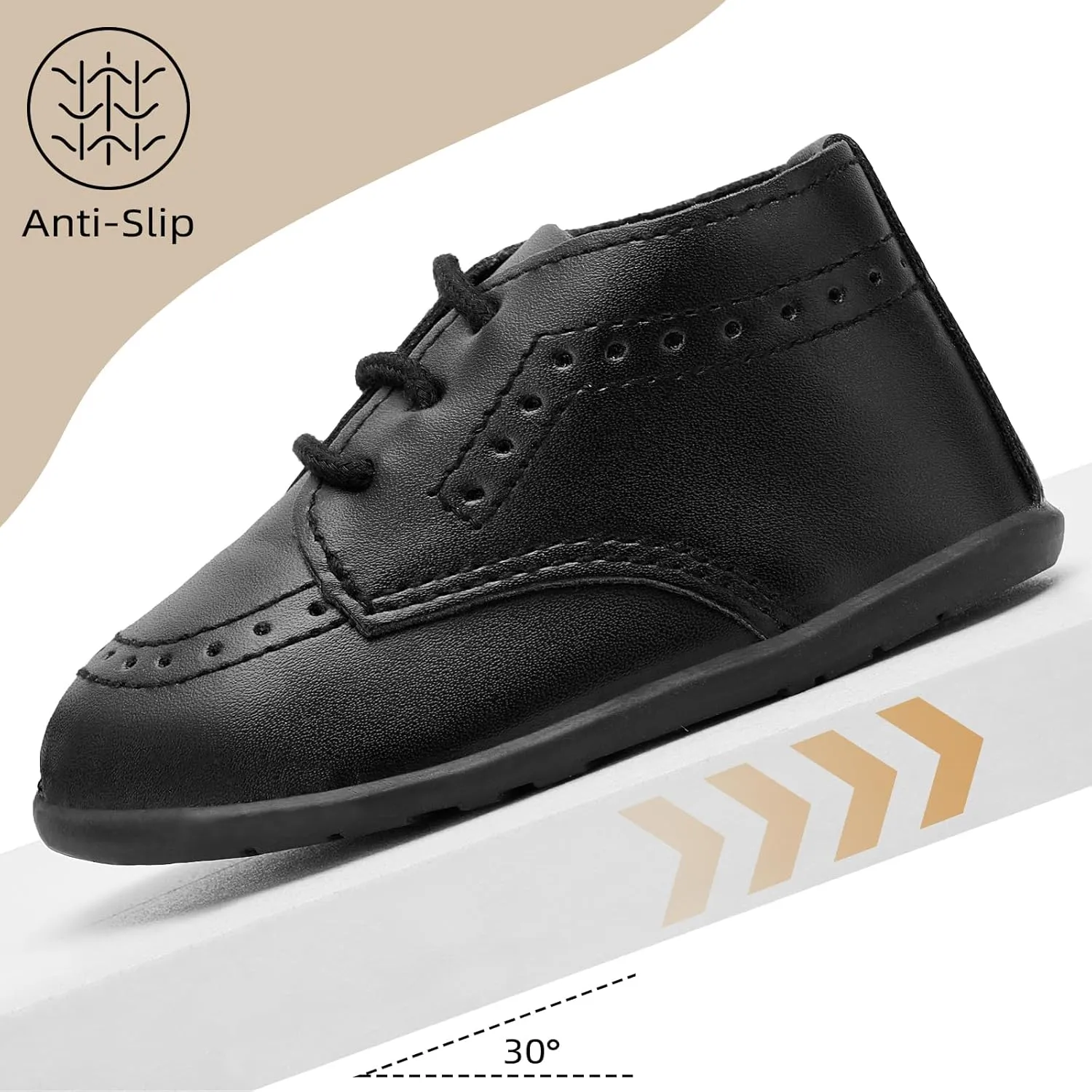 Infant Boys Girls Classic PU Leather Wedding Loafers Brogue Toddler Oxford Dress Shoes First Steps Walking Flat Lazy Non-Slip Shoes