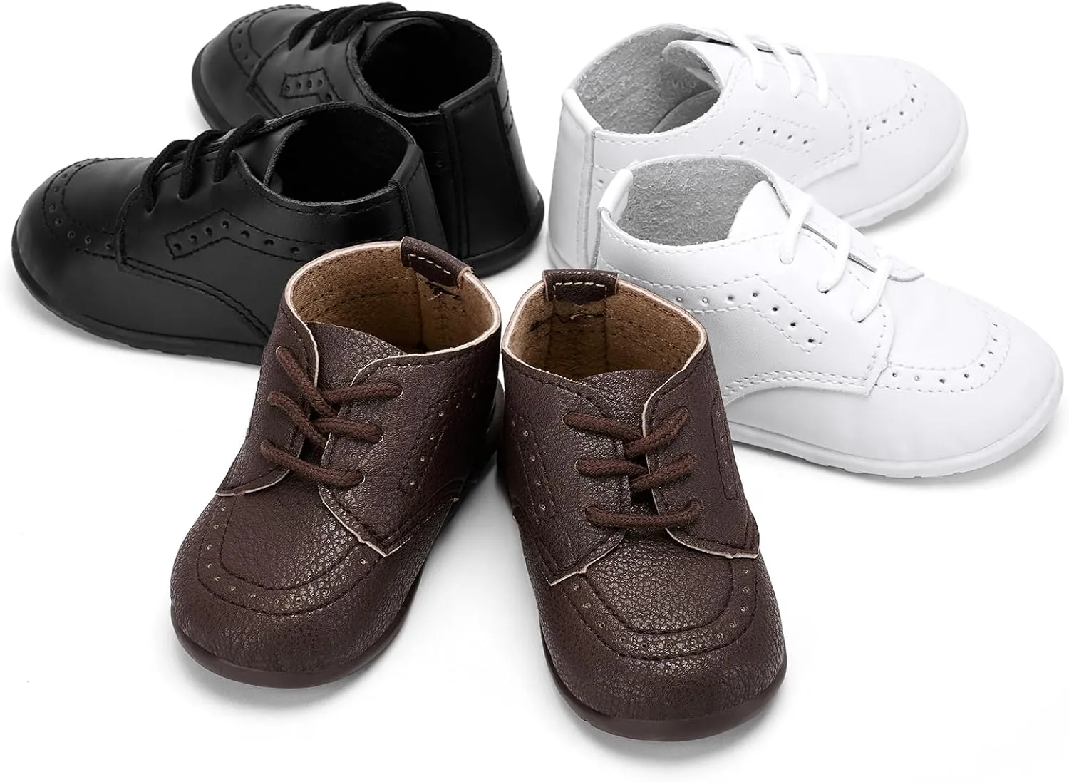Infant Boys Girls Classic PU Leather Wedding Loafers Brogue Toddler Oxford Dress Shoes First Steps Walking Flat Lazy Non-Slip Shoes