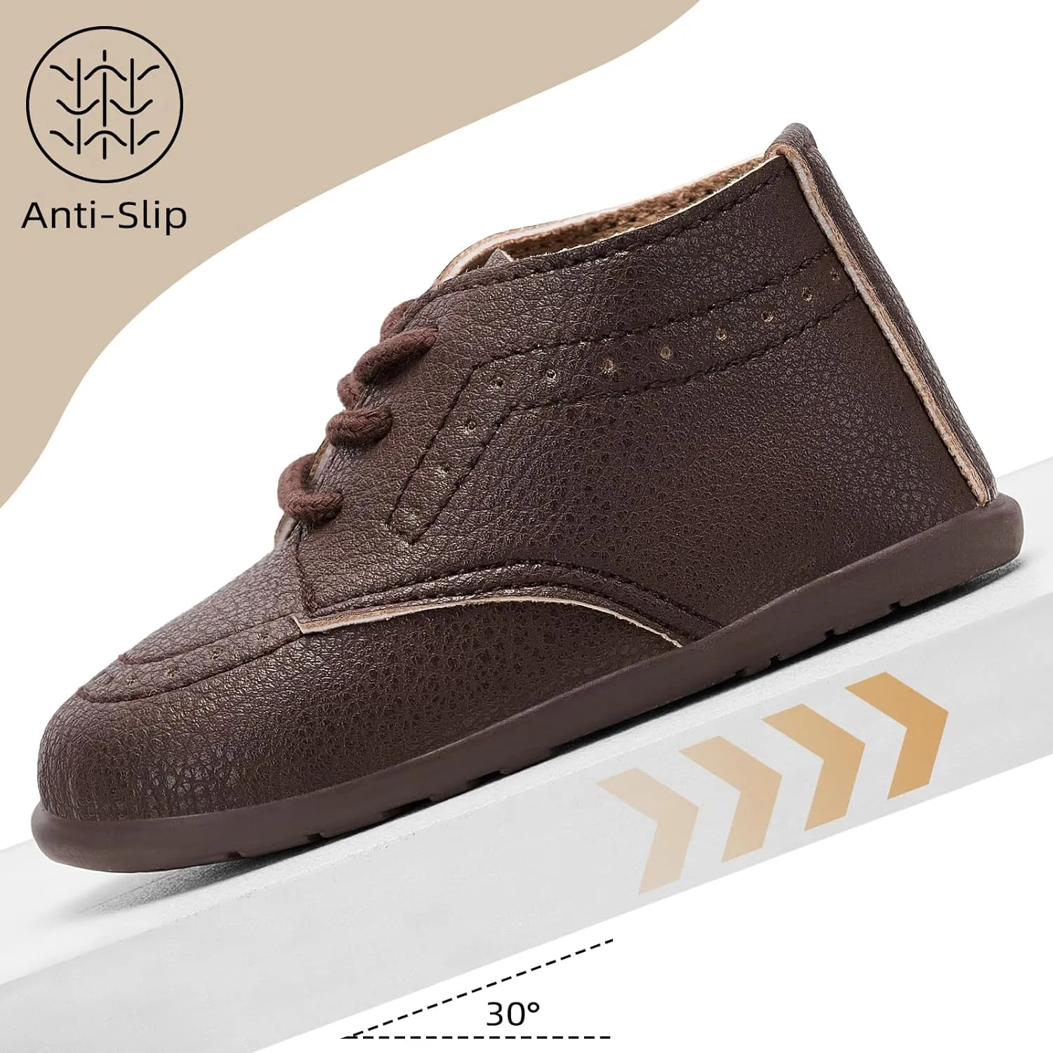 Infant Boys Girls Classic PU Leather Wedding Loafers Brogue Toddler Oxford Dress Shoes First Steps Walking Flat Lazy Non-Slip Shoes