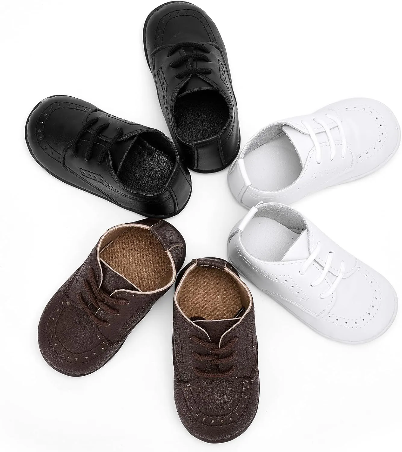 Infant Boys Girls Classic PU Leather Wedding Loafers Brogue Toddler Oxford Dress Shoes First Steps Walking Flat Lazy Non-Slip Shoes