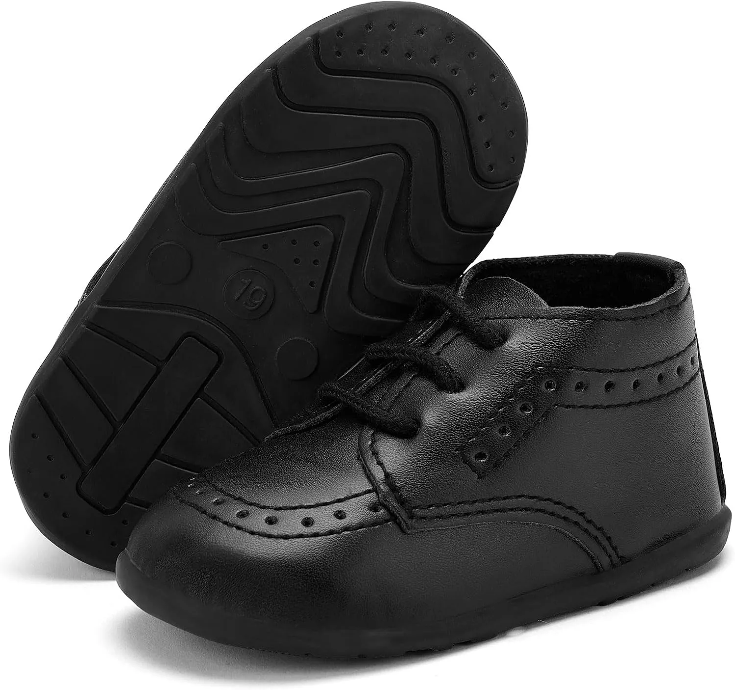 Infant Boys Girls Classic PU Leather Wedding Loafers Brogue Toddler Oxford Dress Shoes First Steps Walking Flat Lazy Non-Slip Shoes