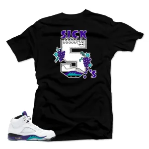 Jordan 5 Grape Fresh Prince Shirt-SICK 5's Black Tee