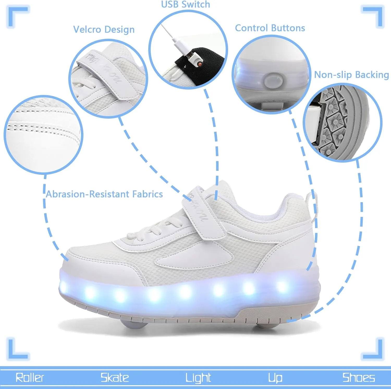 Kids Light Up Shoes with Wheels USB Chargable LED Light Up Roller Skates Shoes Best Gift for Christmas Halloween