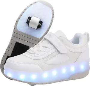 Kids Light Up Shoes with Wheels USB Chargable LED Light Up Roller Skates Shoes Best Gift for Christmas Halloween