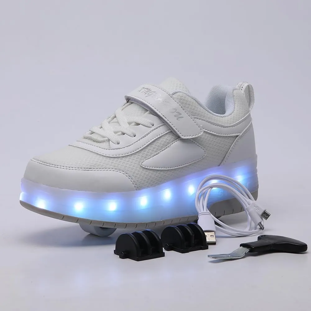 Kids Roller Skate Shoes with Retractable Wheels Rechargeable Led Light Up Sneakers for Christmas Birthday Gifts