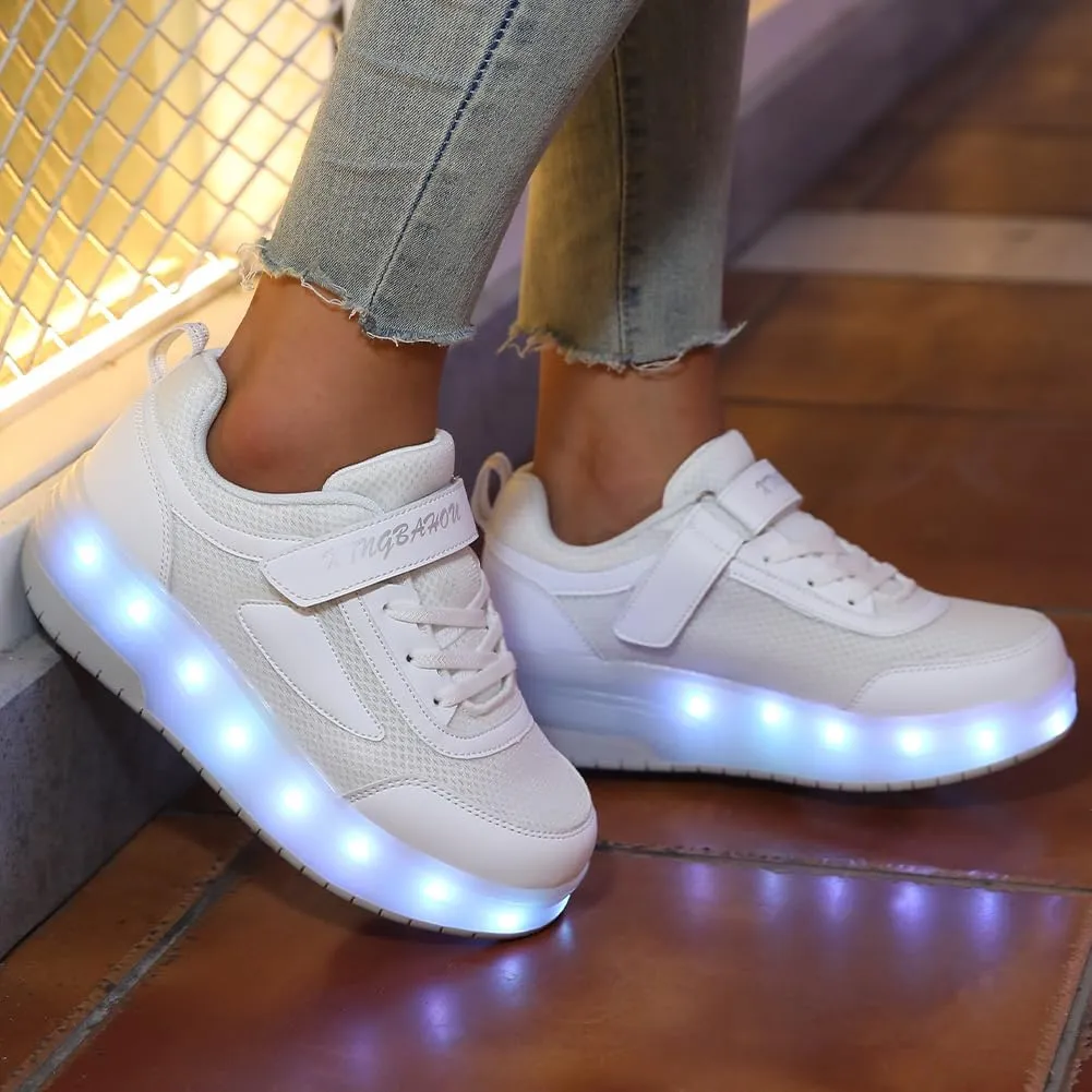 Kids Roller Skate Shoes with Retractable Wheels Rechargeable Led Light Up Sneakers for Christmas Birthday Gifts