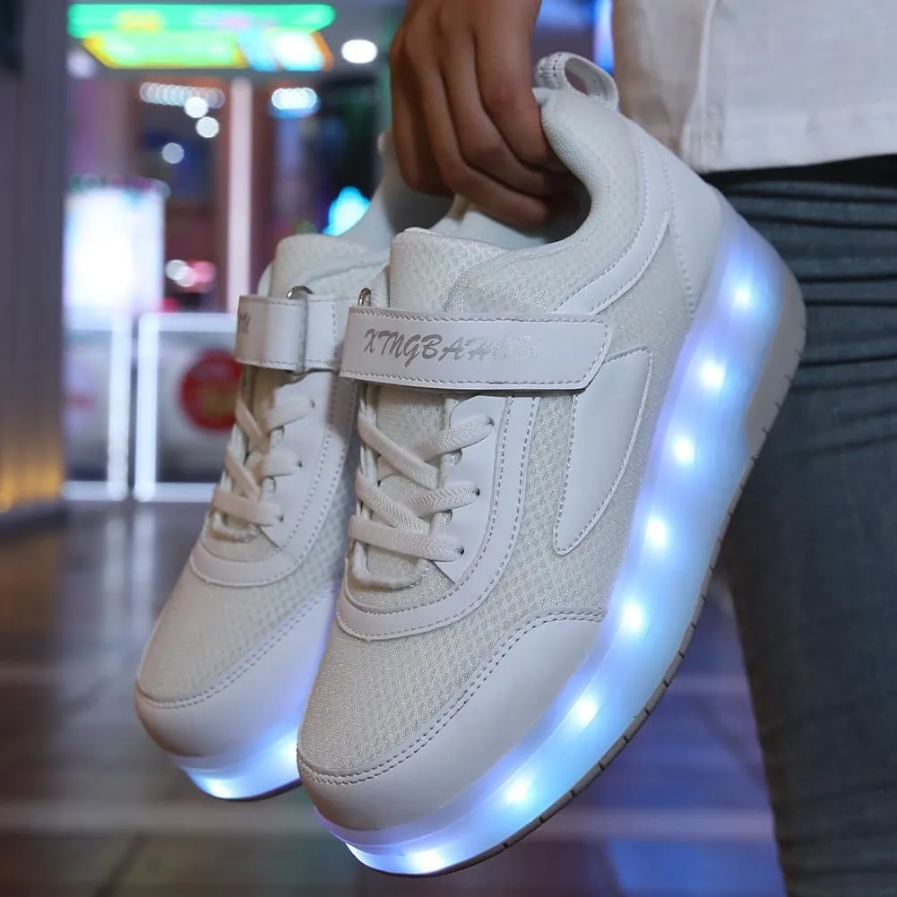 Kids Roller Skate Shoes with Retractable Wheels Rechargeable Led Light Up Sneakers for Christmas Birthday Gifts