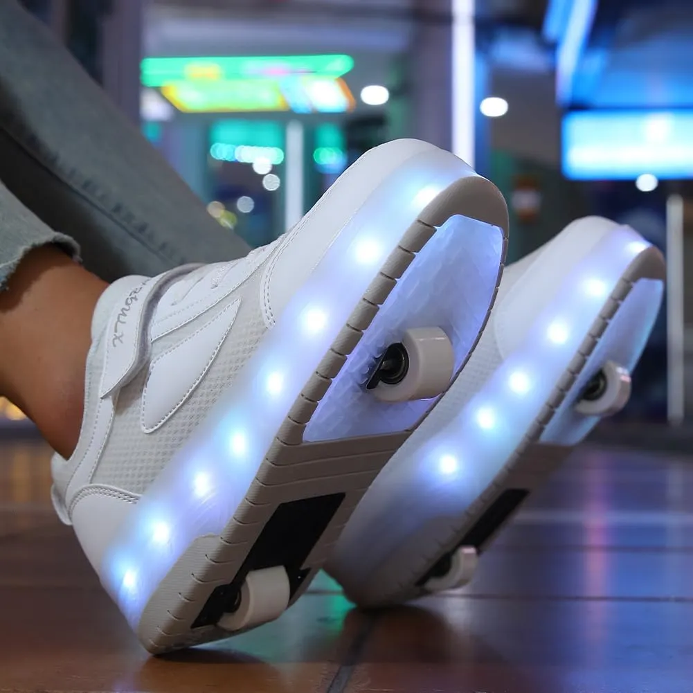 Kids Roller Skate Shoes with Retractable Wheels Rechargeable Led Light Up Sneakers for Christmas Birthday Gifts