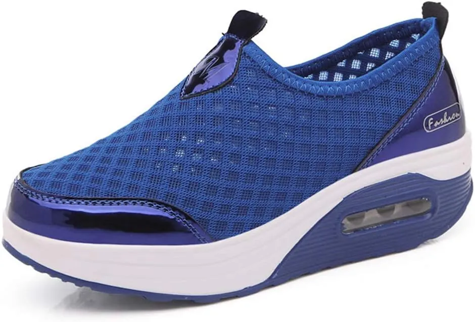 L LOUBIT Women Walking Shoes Slip on Athletic Platform Mesh Tennis Breathable Wedge Sneakers