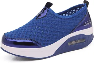 L LOUBIT Women Walking Shoes Slip on Athletic Platform Mesh Tennis Breathable Wedge Sneakers