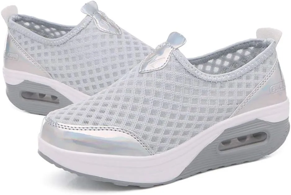 L LOUBIT Women Walking Shoes Slip on Athletic Platform Mesh Tennis Breathable Wedge Sneakers