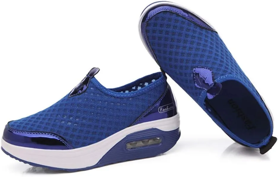 L LOUBIT Women Walking Shoes Slip on Athletic Platform Mesh Tennis Breathable Wedge Sneakers