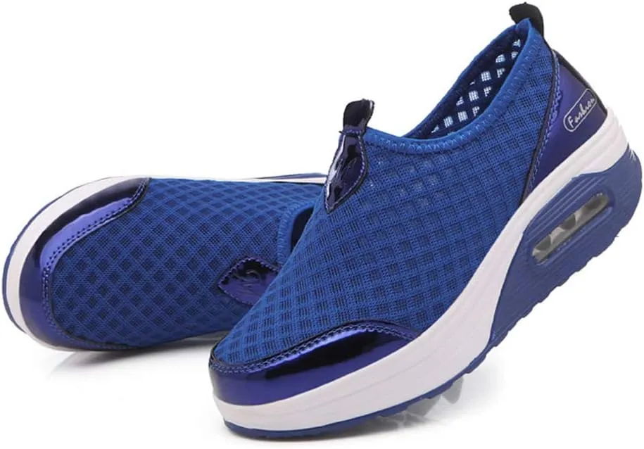 L LOUBIT Women Walking Shoes Slip on Athletic Platform Mesh Tennis Breathable Wedge Sneakers