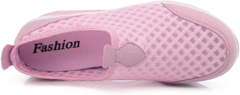 L LOUBIT Women Walking Shoes Slip on Athletic Platform Mesh Tennis Breathable Wedge Sneakers