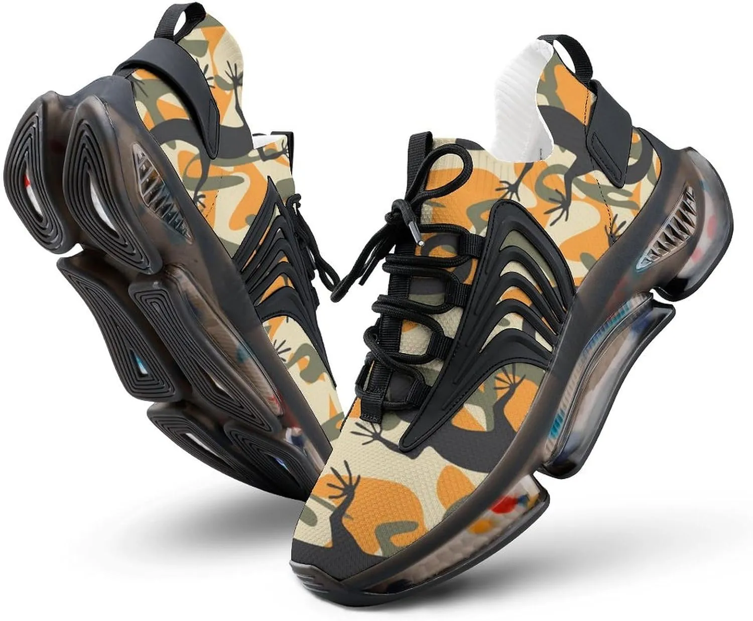 Lizard Camouflage Walking Shoes for Men Lightweight Tennis Fashion Elastic Sports Shoes Cushion Basketball Shoes