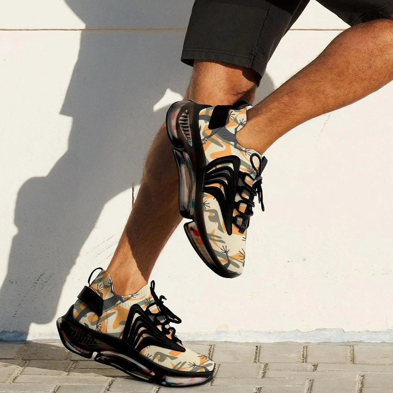 Lizard Camouflage Walking Shoes for Men Lightweight Tennis Fashion Elastic Sports Shoes Cushion Basketball Shoes