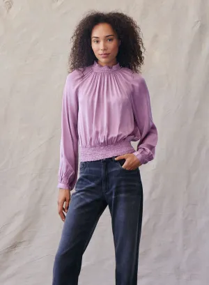 Long Sleeve Smocked Top ~ Icy Orchid