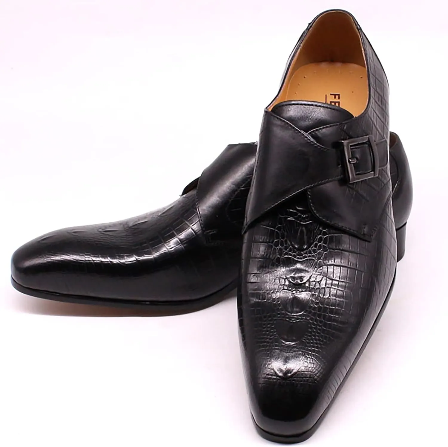 Men Classic Oxfords Business Shoes Real Leather Loafers Comfy Slip On Monk Shoes Wedding Smart Office Dress Shoes,Black-47