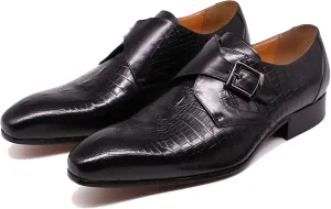 Men Classic Oxfords Business Shoes Real Leather Loafers Comfy Slip On Monk Shoes Wedding Smart Office Dress Shoes,Black-47