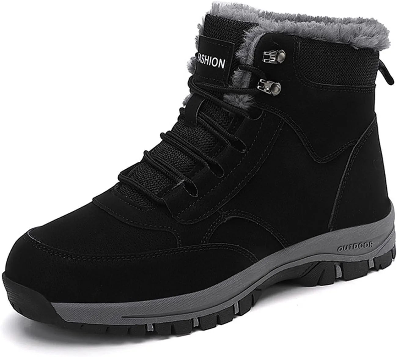 Men Work Boots Composite Toe Hiking Sneakers Women's Slip On Warm Womens Working Shoes Non Steel Toe Waterproof Platform Shoes Work Hike Grounded Footwear