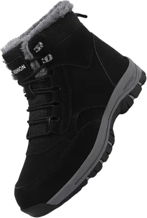 Men Work Boots Composite Toe Hiking Sneakers Women's Slip On Warm Womens Working Shoes Non Steel Toe Waterproof Platform Shoes Work Hike Grounded Footwear