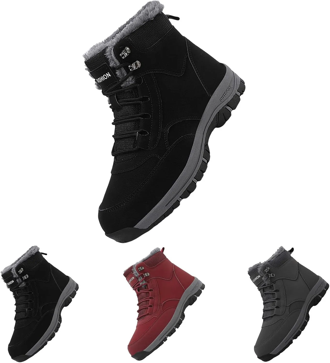 Men Work Boots Composite Toe Hiking Sneakers Women's Slip On Warm Womens Working Shoes Non Steel Toe Waterproof Platform Shoes Work Hike Grounded Footwear