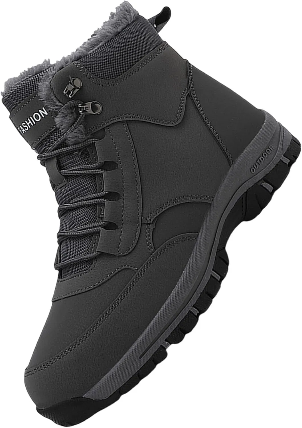 Men Work Boots Soft Toe Hiking Sneakers with Warm Fur Lining Womens Workout Shoes Slip Resistant Waterproof Outdoor Work Botas Lightweight Hike Grounded Footwear