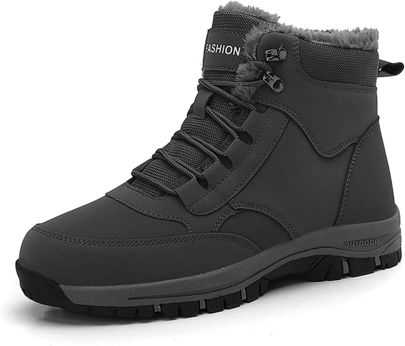 Men Work Boots Soft Toe Hiking Sneakers with Warm Fur Lining Womens Workout Shoes Slip Resistant Waterproof Outdoor Work Botas Lightweight Hike Grounded Footwear