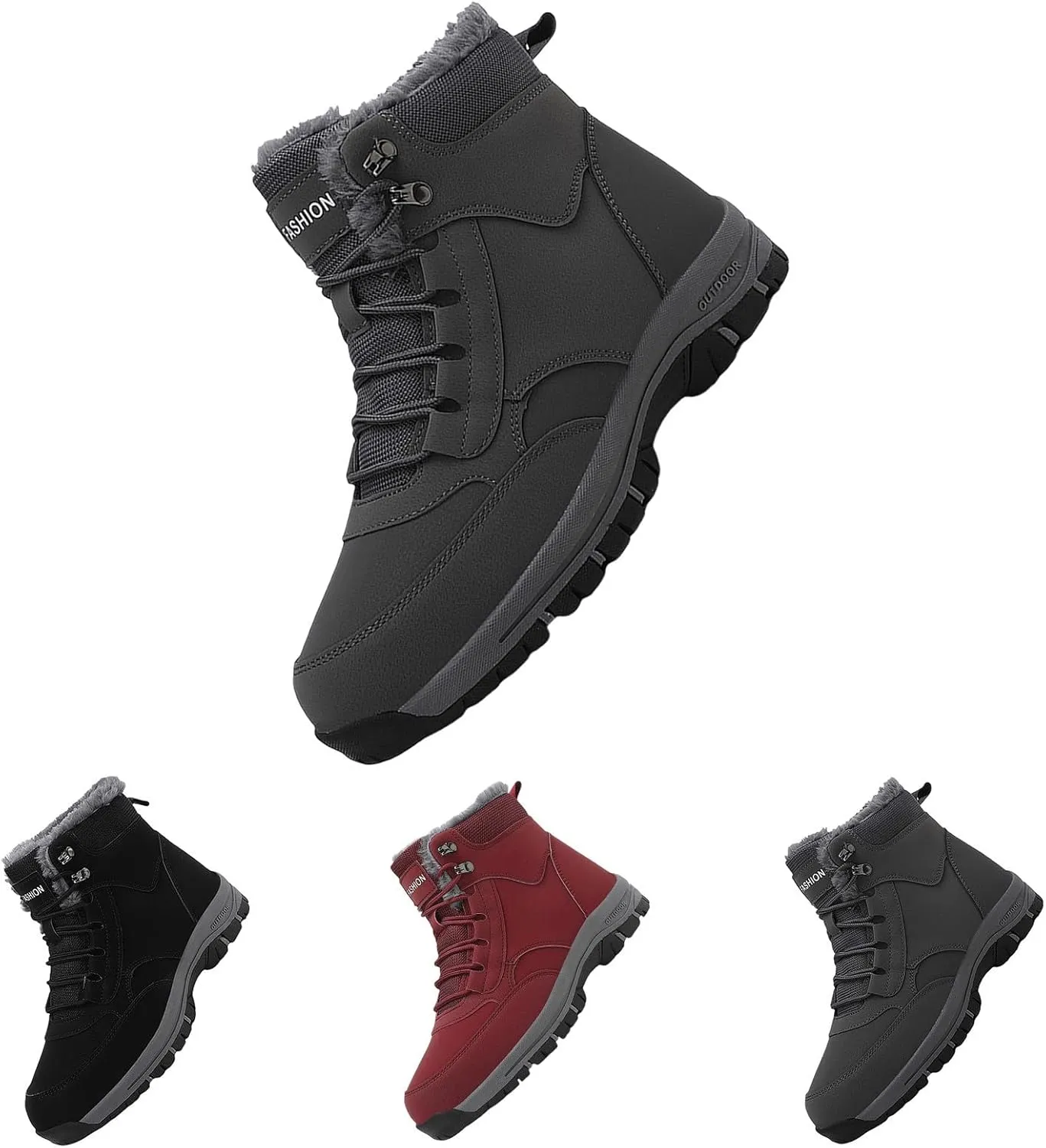 Men Work Boots Soft Toe Hiking Sneakers with Warm Fur Lining Womens Workout Shoes Slip Resistant Waterproof Outdoor Work Botas Lightweight Hike Grounded Footwear