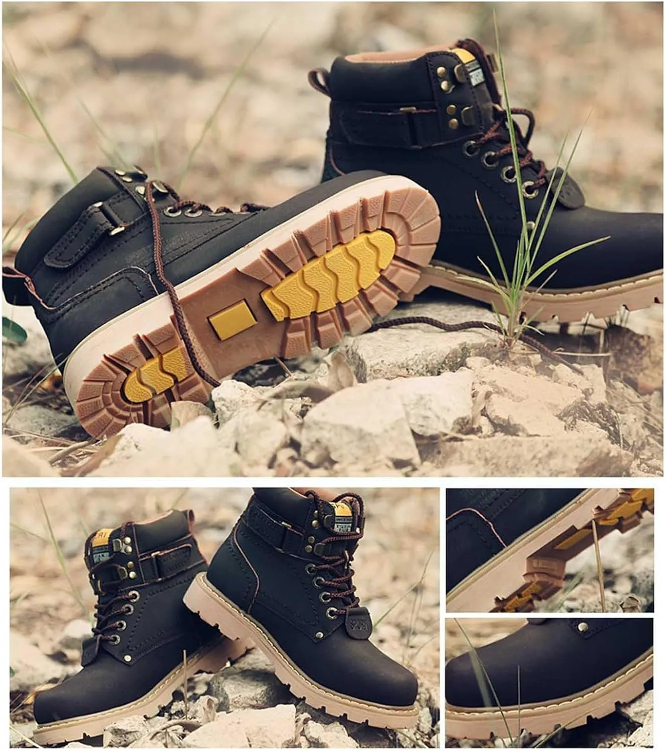 Men Work Boots Steel Toe Hiking Sneakers Fur Lined Ankle Boot Women Safety Toe Shoes Business Casual Lightweight Outdoor Botas Mid Ankle Work Casual Hike Grounded Footwear