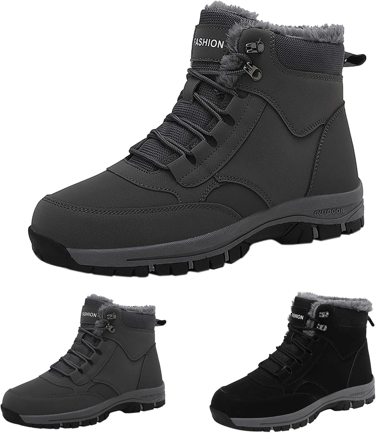 Men Work Boots Steel Toe Hiking Sneakers Fur Lined Ankle Boot Women Safety Toe Shoes Business Casual Lightweight Outdoor Botas Mid Ankle Work Casual Hike Grounded Footwear