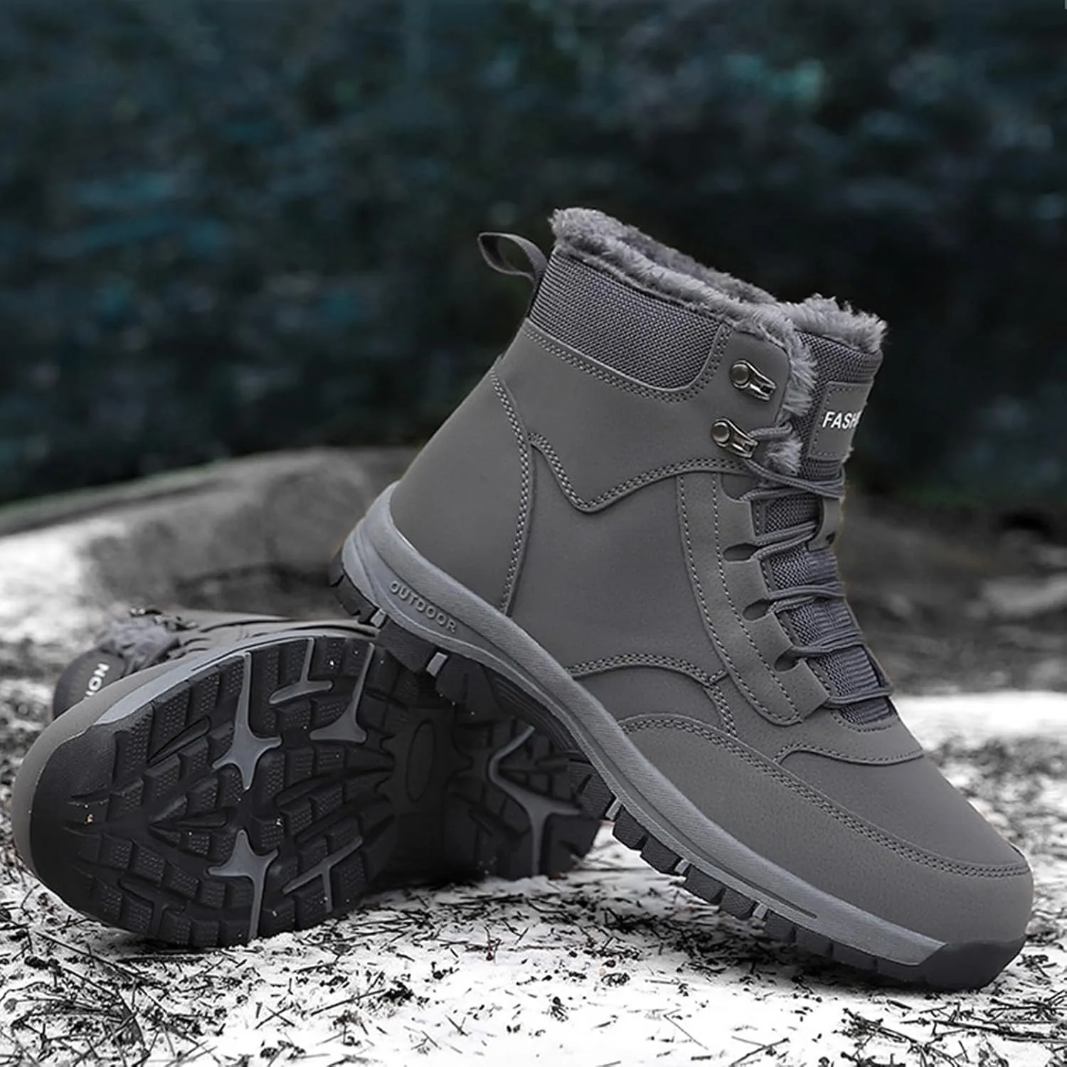 Men Work Boots Steel Toe Hiking Sneakers Fur Lined Ankle Boot Women Safety Toe Shoes Business Casual Lightweight Outdoor Botas Mid Ankle Work Casual Hike Grounded Footwear