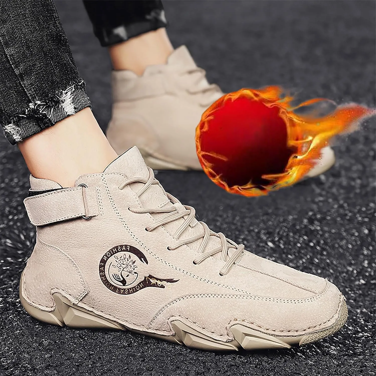 Men's Athletic Running Shoes High Top Hook Loop Short Boots Suede Lace Up Shoes Arch Support Men's 574v2 Classic Sneaker