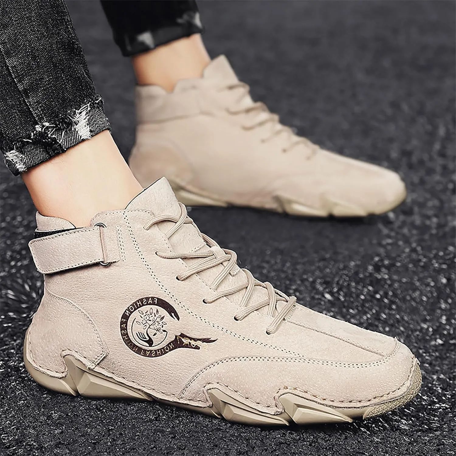 Men's Athletic Running Shoes High Top Hook Loop Short Boots Suede Lace Up Shoes Arch Support Men's 574v2 Classic Sneaker