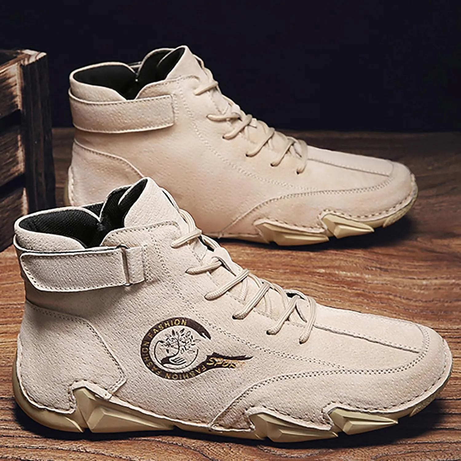Men's Athletic Running Shoes High Top Hook Loop Short Boots Suede Lace Up Shoes Arch Support Men's 574v2 Classic Sneaker