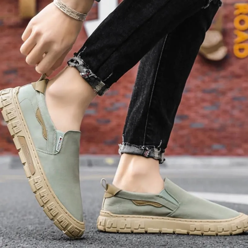 Men's Breathable Canvas-Bottom Casual Skate Shoes with Lace-Up Design - Ideal for Outdoor Leisure & Daily Wear