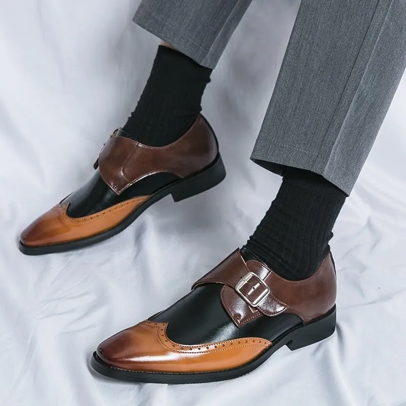 Men's Comfort Orthopedic Dress Shoes Men Monk Shoes Fashion Patchwork Slip-On Dress Classic Loafer Wedding Causal Business Footwear for Party
